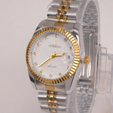 Two Tone Woman Silver Chain Watch White Dial